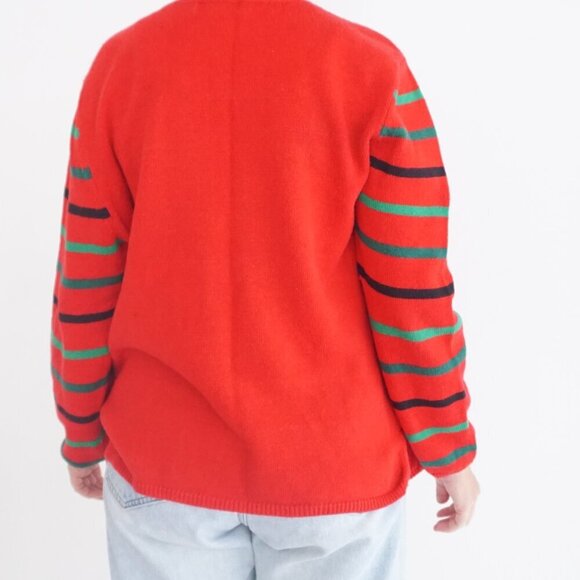 Vintage Merry Bright Red Embroidered Kissing Dogs Christmas Cheer Sweater PXL - Picture 3 of 12